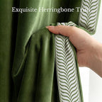 NICETOWN Rod Pocket Embroidered Trim Velvet Curtains, 2 Panels, Olive Green - Image 2