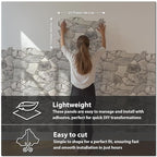 CONCORD WALLCOVERINGS 3D Faux Stone Wall Panels, Lightweight 17.5" x 23.75" PVC - Image 2