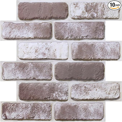 3D Brick Wall Panels, Faux Brick Peel and Stick Wall Panels, Small Size Thin by COMSTICKCDECOR