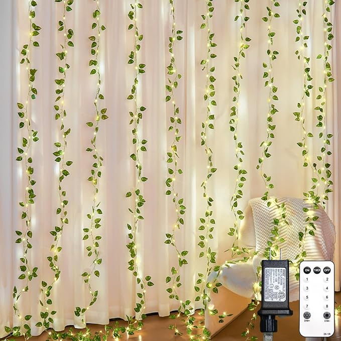 suddus 300 LED Vines with Lights Plug in, 9.8ft x 9.8ft Fairy Lights with Vines by SUDDUS
