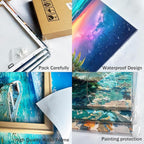 weiyiart Beach Decor Canvas Wall Art Blue Ocean Boat on the Sea Print Painting - Image 4