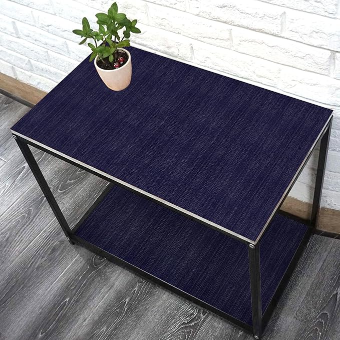 Navy Blue Grasscloth Peel and Stick Wallpaper Texture Contact Paper 15.7"x120" - Image 8