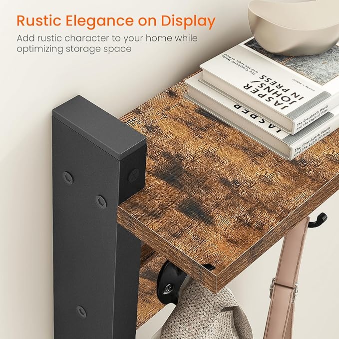 Homode Wall Hooks with Shelf, Wood Coat Rack with Shelf Wall-Mounted, Entryway - Image 5