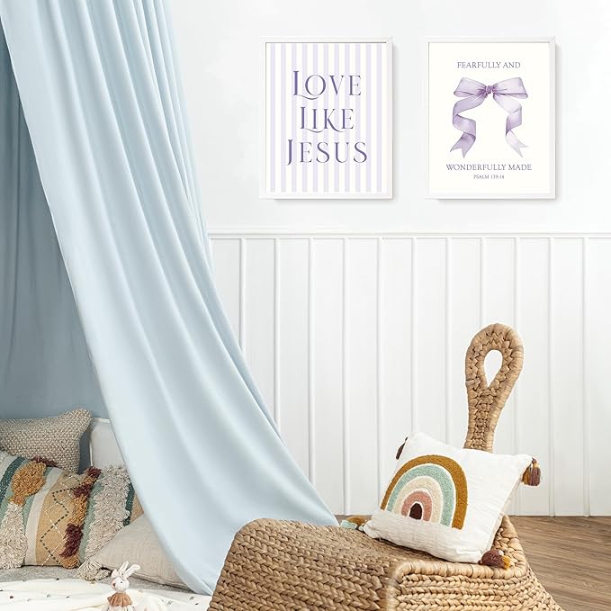 LARTSFRO Coquette Purple Bow Jesus Wall Art Decor Posters, Inspirational Bible - Image 5