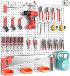 Peg Board, Total 32” x 32”, 4 Pack White Peg Board Panels, 50lbs Load Capacity by Hogurity