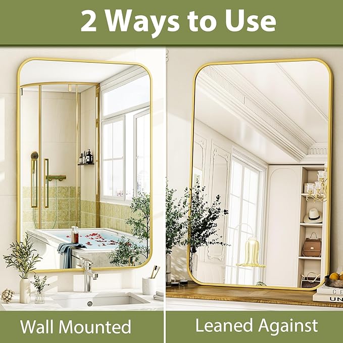Easly 26 x 38 Inch Bathroom Mirror, Rounded Rectangular Vanity Mirror - Image 5