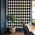 Simon&Siff Retro Checkered Peel and Stick Wallpaper Black and White Wallpaper by SimonSiff