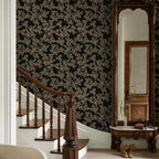 Ismoon Peel and Stick Wallpaper Black and Gold Stick on Wallpaper Dark Floral - Image 7