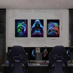 BGFCE Cool Gaming Canvas Wall Art Set of 3, Retro Video Game Watercolor Poster - Image 3
