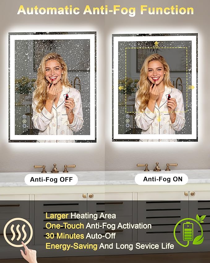 36x36 LED Bathroom Mirror with Lights, Super Bright Front & Backlit Vanity - Image 4