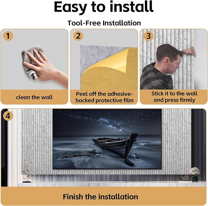 RITOLLO 6 Pack Bilayer Thickened-Sound Proof Wall Panels 47.2"x23.6"x0.72" High - Image 5