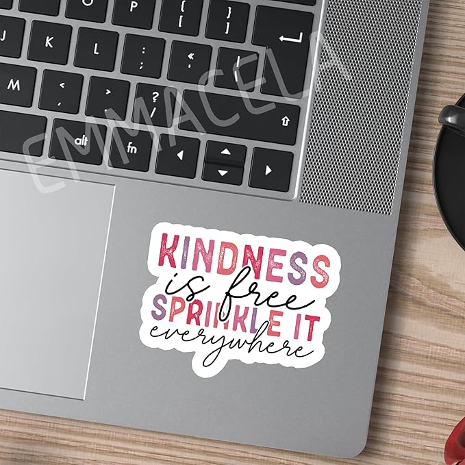 (3 Pack) Motivational Stickers - Kindness is Free Sprinkle It Everywhere – Inspirational Vinyl Decals with Positive Quotes for Laptops, Tumblers, Water Bottles, Scrapbooks - 3 x 2.3 Inch