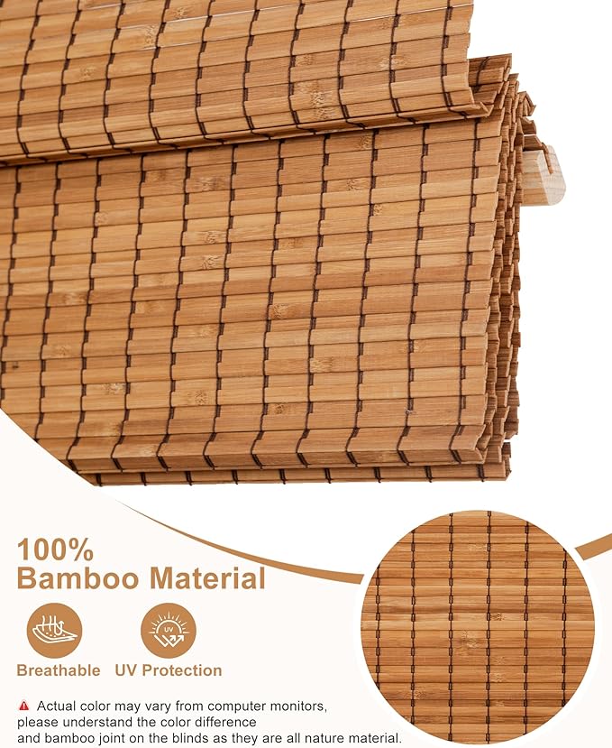 48''W X 72''H Cordless Bamboo Roman Shades - Image 5