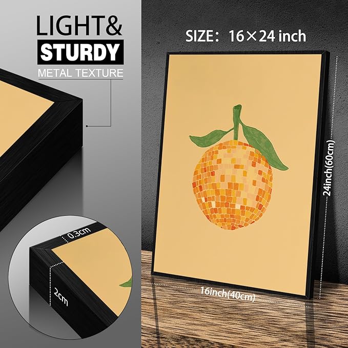 Retro Funky Orange Canvas Wall Art Fashion Disco Ball Aesthetic Posters 16X24 - Image 2