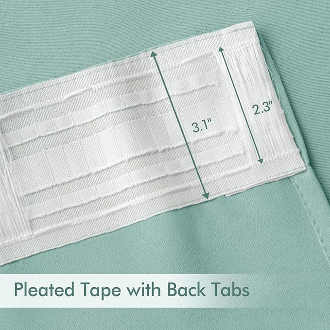MIULEE Aqua Back Tab Blackout Curtains 72 Inches Long 2 Panels Set - Image 4