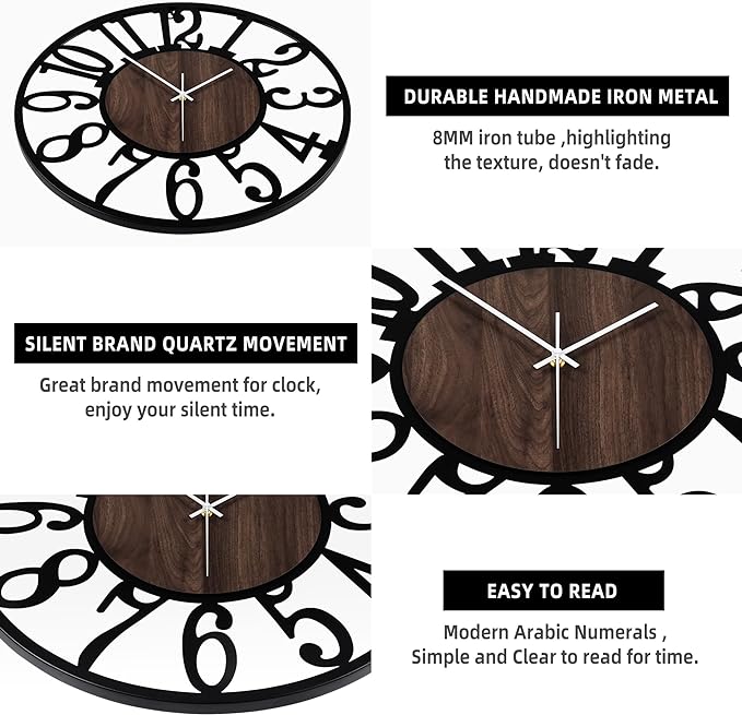 1st owned Large Wall Clock for Living Room Decor- 20" Decorative Antique Silent - Image 4