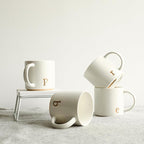 COLLECTIVE HOME - Monogram Ceramic Mugs, 15 oz Golden Initial Coffee Cups, Elegant Alphabet Tea Mugs, Elegant Personalized Mug with Gift Box, Luxurious Cups for Office and Home (p)