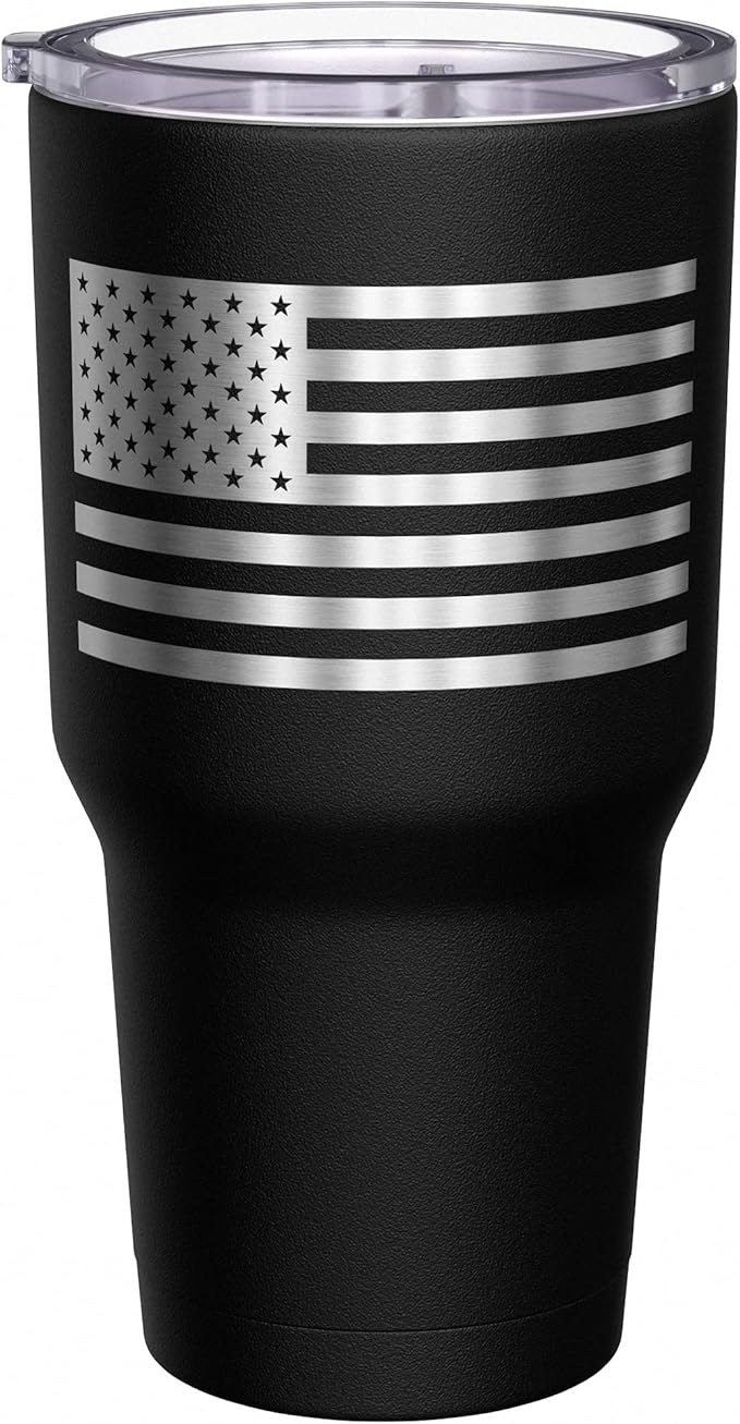 We The People Holsters - Cross Rifle Jolly Roger - Coffee Tumbler - American Flag Coffee Travel Mug - Engraved Tumbler - Double Insulated Tumbler - 30 oz