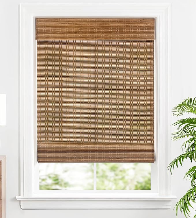 LazBlinds Cordless Bamboo Roman Shades, Custom Light Filtering Window Treatment by LazBlinds