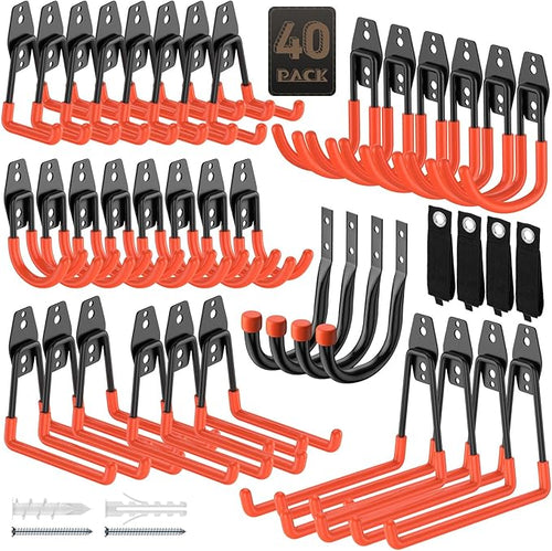 40 Pack Garage Hooks, Heavy Duty Steel Wall Mount Utility Hangers by YouthZeal