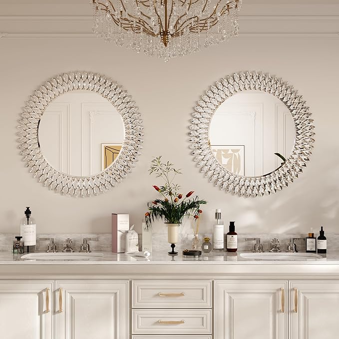 Kelly Miller Jeweled Mirror for Wall, 28 Inch Round Luxury Mirror - Image 9