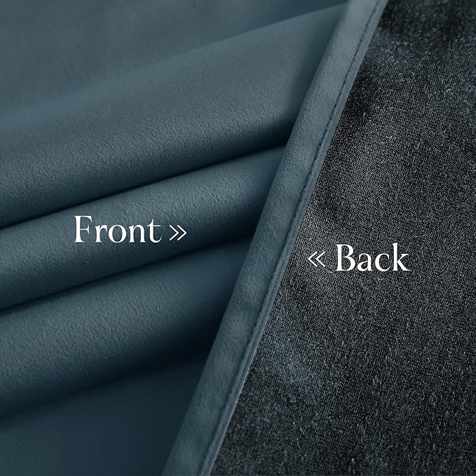 NICETOWN Slate Blue Blackout Velvet 108 inches Long Curtains - Image 6
