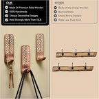 IndianShelf 10 LB- 6 Pieces Decorative Wood Adhesive Wall Hooks–Boho Peel and - Image 3