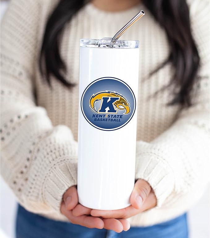 Kent State University Skinny Tumbler, Water Tumbler, Stainless Steel Tumbler, Tumbler Cup, Tumbler with Straw and Lid, Double Wall, Stainless Tumbler (Kent State University #8)