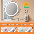 Auxmir 8'' Wall Mounted Lighted Makeup Mirror, 3200mAh Rechargeable - Image 5