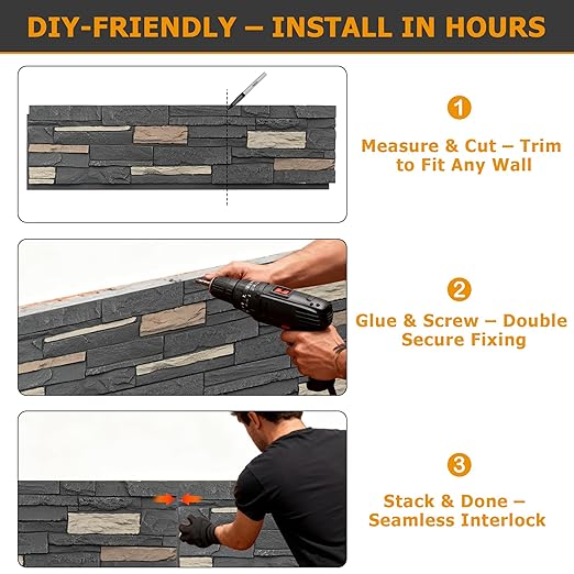 ROOMTEC 6-Packs Faux Stone Wall Covering Panels - Image 4