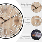 EMAX HOME 20 Inch Large Farmhouse Wall Clock, Rustic Antique Wood - Image 7