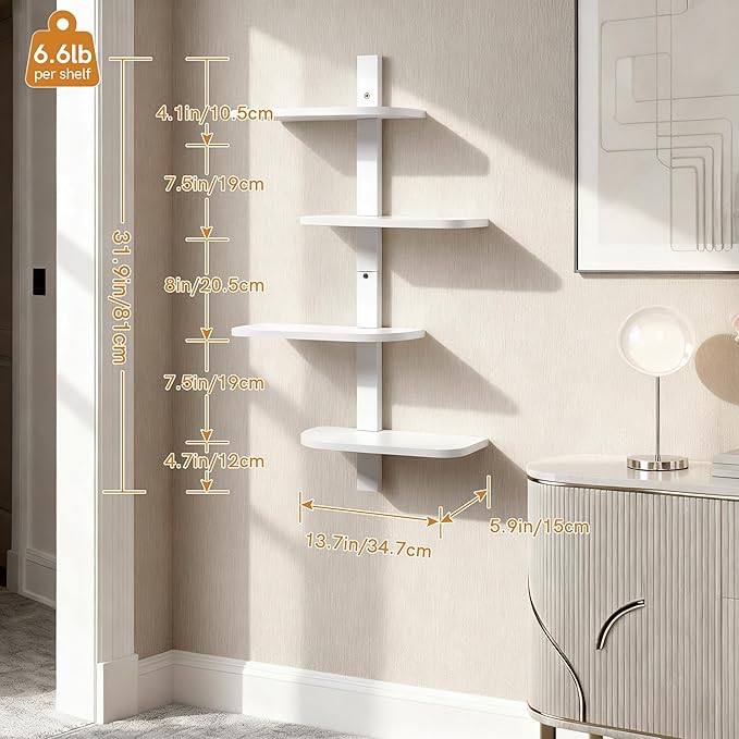 Afuly White Floating Shelves for Wall Display Shelf Unit Modern Decorative - Image 2