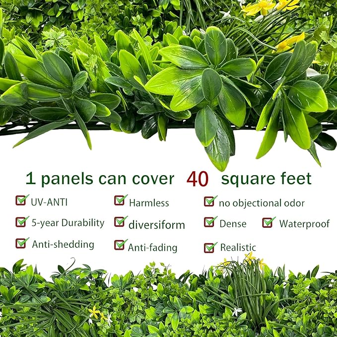 ODTORY Artificial Plant Wall Roll: 48 X120 in UV-Anti Ivy Privacy Fence Screen - Image 3