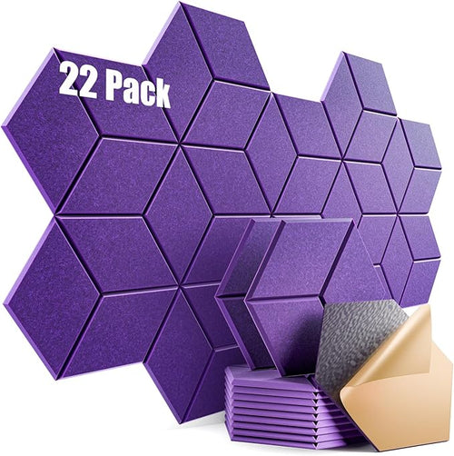 22 Pack Self-Adhesive Acoustic Panels 12" X 10" X 0.4" by Dailycooper