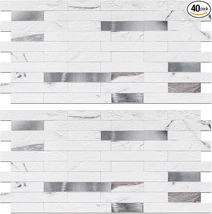 Peel and Stick Backsplash Tile Waterproof Removable PVC Wall Sticker 3D Faux by KOYNSLE