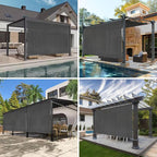 8'W x 8'H Gray Patio Shades Roll up Outdoor Roller Shade Crank Wand Blind - Image 5