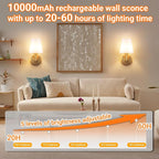Nekhung Battery Operated Wall Sconces Set of 2, Wireless Wall Light - Image 4
