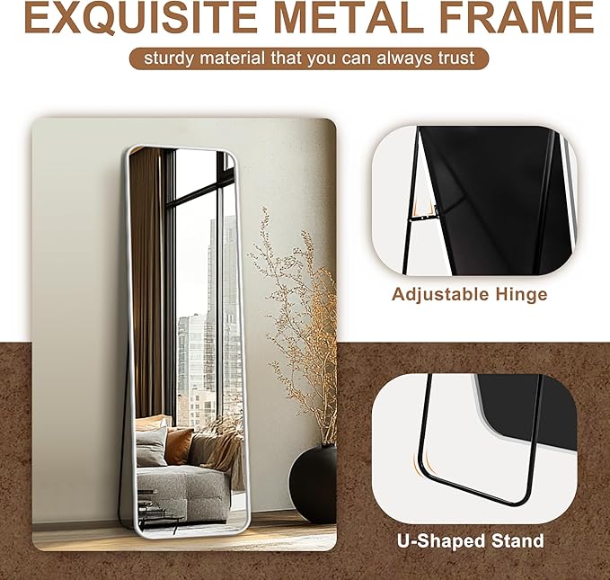 Delma Full Length Mirror, Wall Mounted, Freestanding or Leaning, Rounded - Image 6