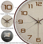 Woodgrain Wall Clock, Silent Non-Ticking Wall Clocks Battery Operated 8 Inch - Image 6