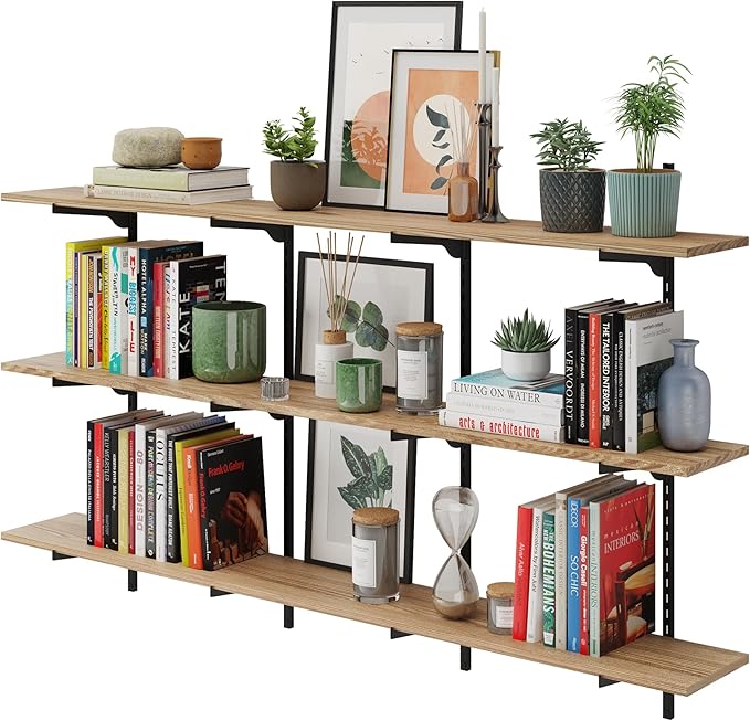 Wallniture Turin 60 Inch Long Adjustable Wall Shelf, Hanging Shelves by Wallniture
