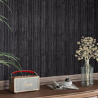 CRE8TIVE Black Grasscloth Wallpaper Peel and Stick Textured Black Wallpaper - Image 3
