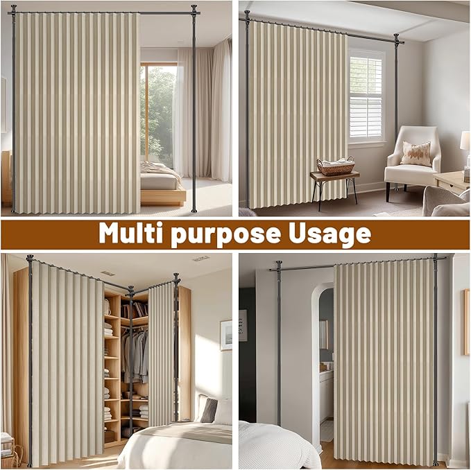 100% Blackout Room Divider Curtains Sets Beige W100 x L96 in, 1 Panel Curtain - Image 5