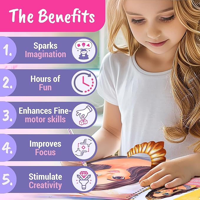 Sticker Stylish Dress up Jewelry. Sticker Activity Book for Kids. Learn Girls Fashion Design with Stickers and Guides for Kids 5 and up with 250+ Reusable Stickers. Christmas Gift for Girls