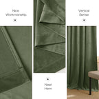 NICETOWN Sage Green Room Darkening Curtains & Drapes 120 inches Long 2 Panels - Image 7
