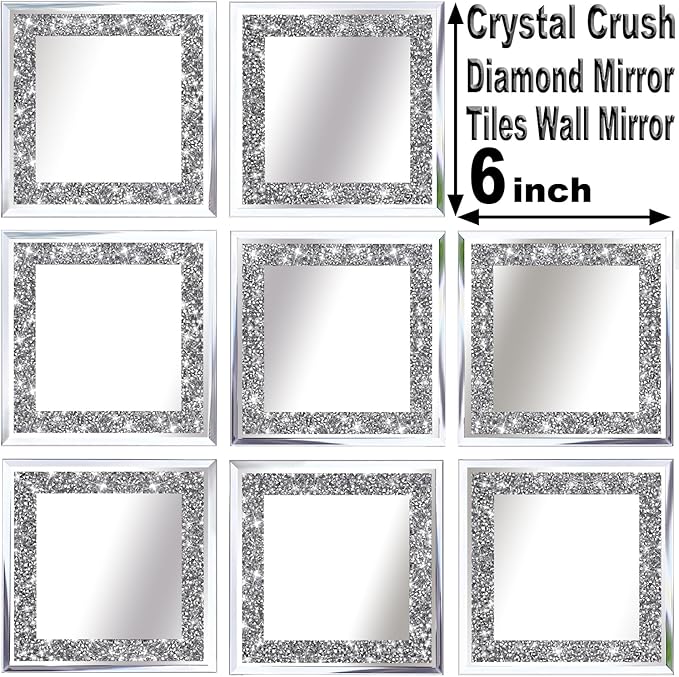 Crush Diamond Mirrors Wall Decor 6inch Mirror Tiles - Image 3