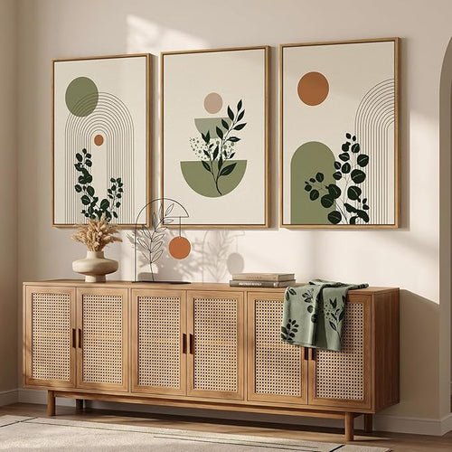 3 Piece Large Framed Abstract Boho Wall Art - Image 2