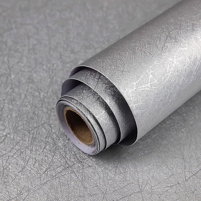 Abyssaly Silver Grey Peel and Stick Wallpaper, Embossed Self Adhesive Gray by Abyssaly