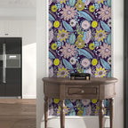 Purple Boho Wallpaper Peel and Stick, Vintage Yellow Floral Contact Paper 17.5" - Image 7