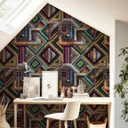 Retro Textured Peel and Stick Wallpaper Geometric Patchwork color Mosaic - Image 5