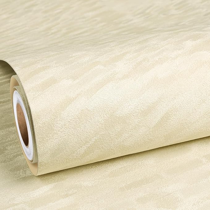 ReWallpaper 30inx16.5ft Beige Wallpaper Peel and Stick Modern Velvet Flocked by ReWallpaper